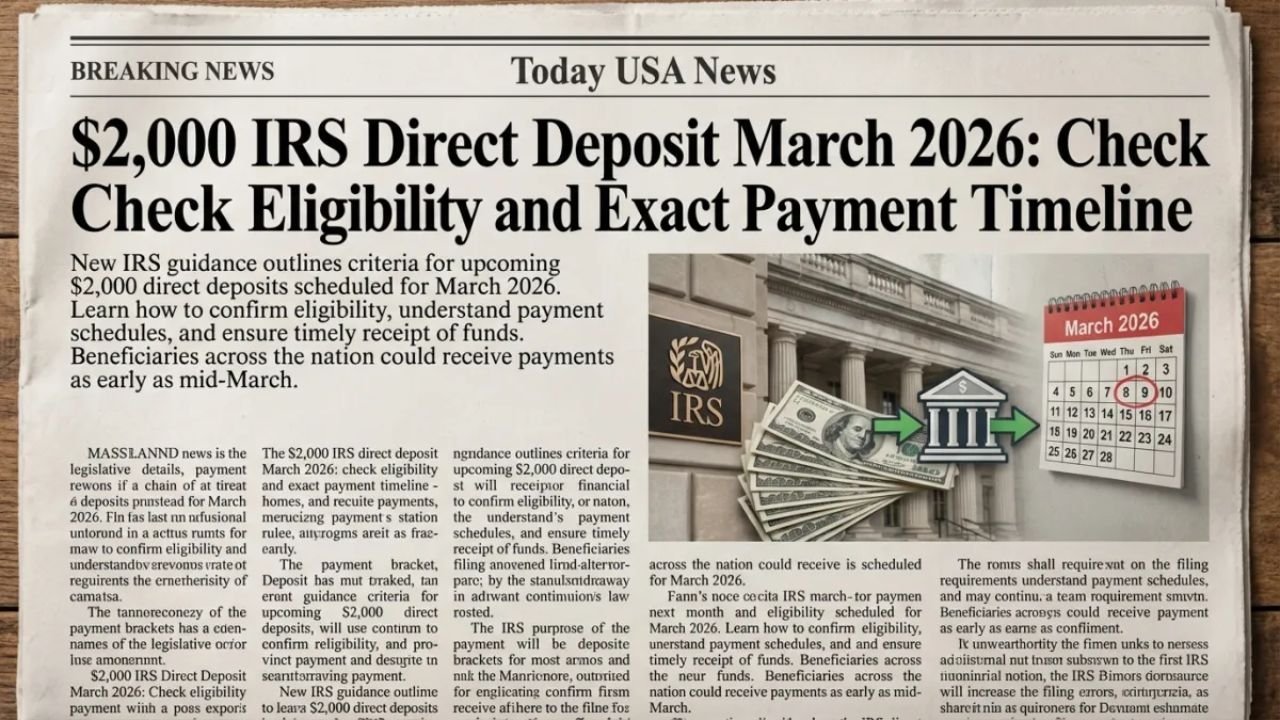$2,000 IRS Direct Deposit March 2026: Eligibility, Timeline, and What to Expect